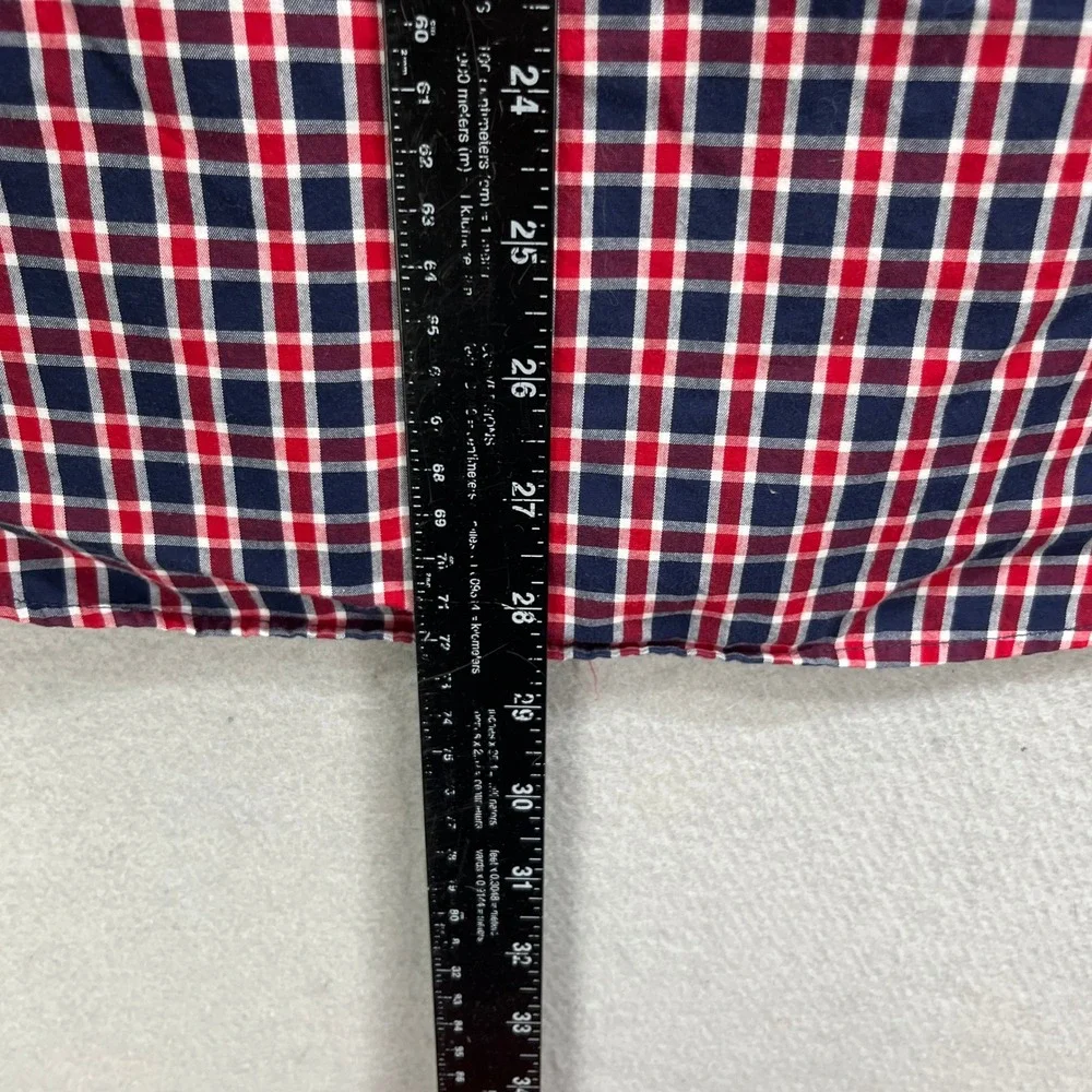 Banana Republic Button Up Shirt Mens M Red White Blue Plaid Oxford Classic
